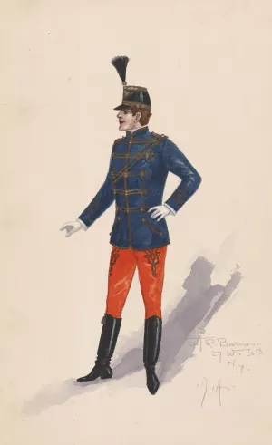 Officer costume by Will R. Barnes Oil Painting