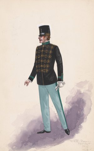 Officer costume by Will R. Barnes Oil Painting