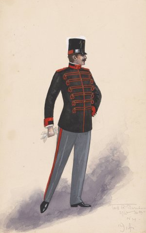 Officer costume by Will R. Barnes Oil Painting