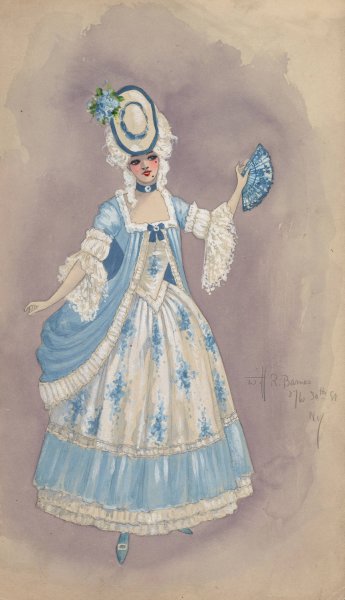 Woman in white and light blue dress  by Will R. Barnes - Hand-Painted Oil Painting Reproduction