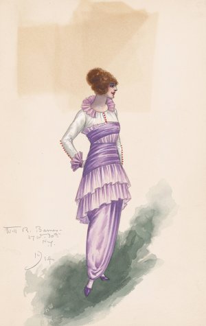 Woman's costume and fabric pieces by Will R. Barnes Oil Painting