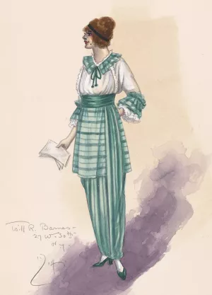 Woman's costume design Oil painting by Will R. Barnes