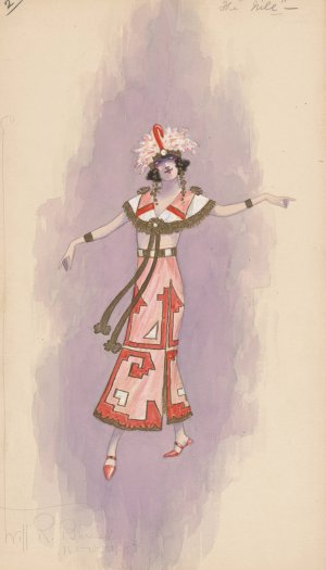 Woman's costume; Pink dress, 2 by Will R. Barnes Oil Painting
