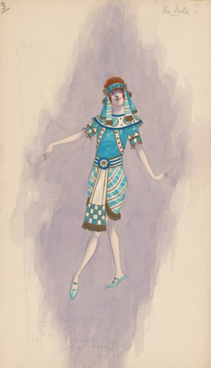 Woman's costume; Short blue dress, 3 by Will R. Barnes Oil Painting