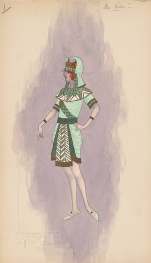 Woman's costume; Short green skirt, 1 by Will R. Barnes Oil Painting