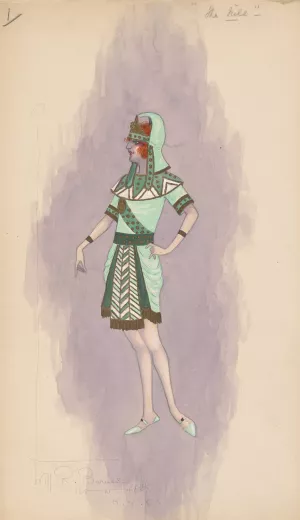 Woman's costume; Short green skirt, 1 by Will R. Barnes Oil Painting