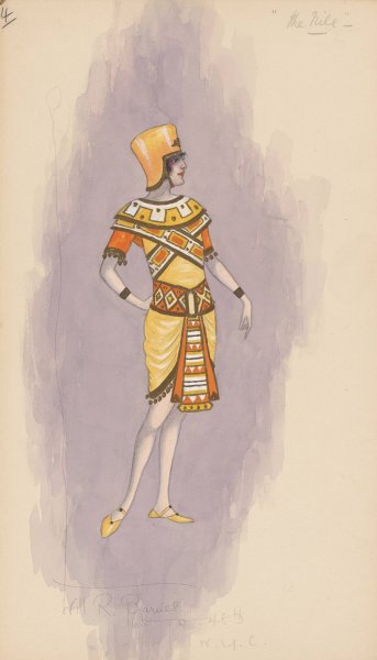 Woman's costume; Short yellow dress, 4  by Will R. Barnes - Hand-Painted Oil Painting Reproduction
