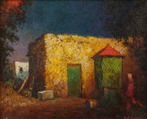 Courtyard Well, New Mexico by Will Sparks Oil Painting