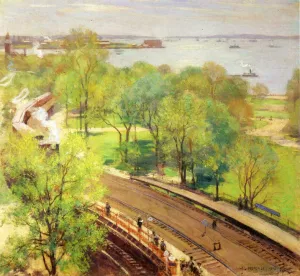 Battery Park - Spring by Willard Leroy Metcalf Oil Painting