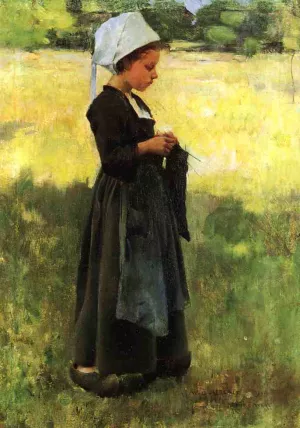 Breton Girl by Willard Leroy Metcalf - Oil Painting Reproduction