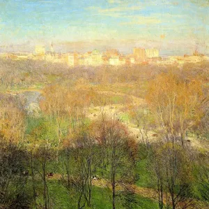Early Spring Afternoon, Central Park by Willard Leroy Metcalf Oil Painting