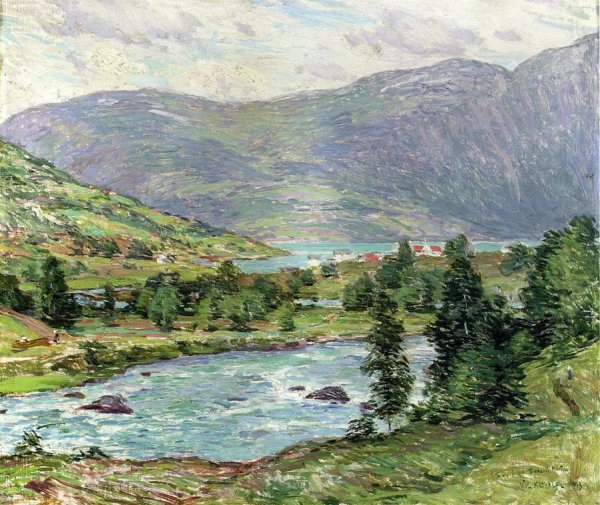 Mountain Lakes, Olden, Norwas by Willard Leroy Metcalf - Hand-Painted Oil Painting Reproduction