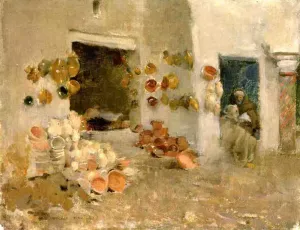 Pottery Shop at Tunis by Willard Leroy Metcalf - Oil Painting Reproduction