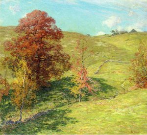 The Red Oak no.2 by Willard Leroy Metcalf Oil Painting