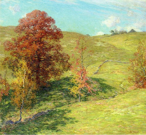 The Red Oak no.2 by Willard Leroy Metcalf - Hand-Painted Oil Painting Reproduction