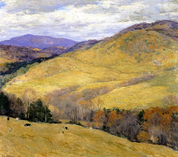 Vermont Hills, November by Willard Leroy Metcalf - Hand-Painted Oil Painting Reproduction