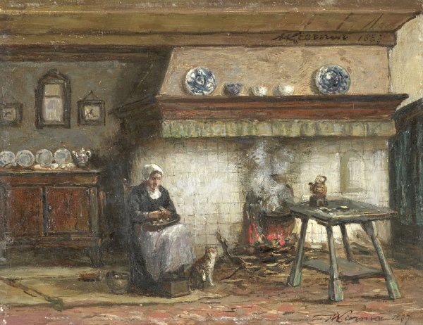 Interior of a Cottage in Scheveningen  by Willem Adriaan Alexander Liernur - Hand-Painted Oil Painting Reproduction