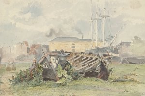 Scheepswerf by Willem Anthonie Van Deventer Oil Painting