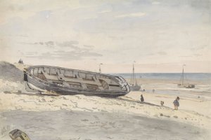 Schuiten op het strand by Willem Anthonie Van Deventer Oil Painting