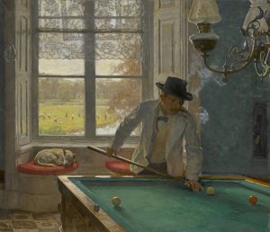The Billiards Player by Willem Bastiaan Tholen Oil Painting
