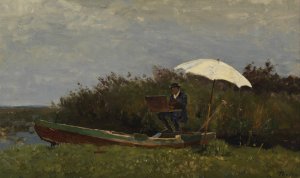 The Painter Gabriel Working in a Boat by Willem Bastiaan Tholen Oil Painting