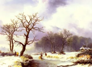 A Winter Landscape by Willem Bodemann - Oil Painting Reproduction