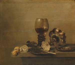 Still Life with a Broken Glass by Willem Claesz Heda Oil Painting