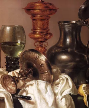 Still-Life with Gilt Goblet Detail by Willem Claesz Heda Oil Painting