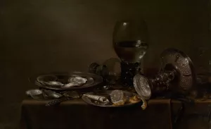 Still Life with Oysters, a Silver Tazza, and Glassware by Willem Claesz Heda Oil Painting