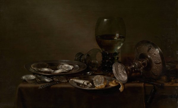 Main Product Photo of Still Life with Oysters, a Silver Tazza, and Glassware  Painting by Willem Claesz Heda