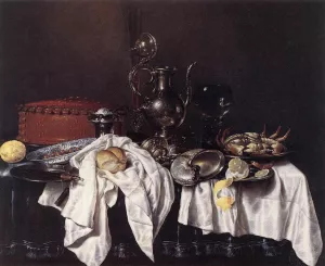 Still-Life with Pie, Silver Ewer and Crab by Willem Claesz Heda Oil Painting