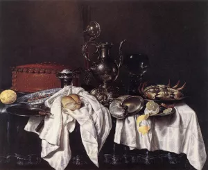 Still-Life with Pie, Silver Ewer and Crab Oil painting by Willem Claesz Heda