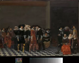 A Wedding Feast, traditionally called 'The Wedding of Adriaen Ploos van Amstel and Agnes van Bijler', 1616 Oil painting by Willem Cornelisz Duyster