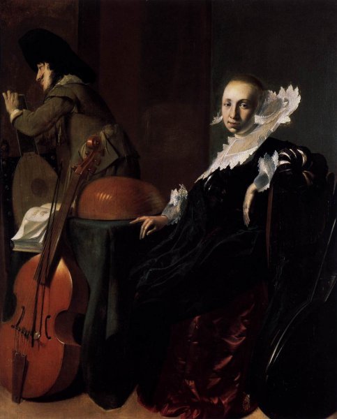 Music-Making Couple by Willem Cornelisz. Duyster - Hand-Painted Oil Painting Reproduction