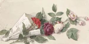 Boeket rozen en pelargonium by Willem De Famars Testas Oil Painting