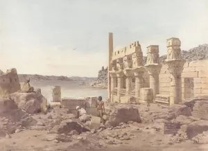 Gezicht op de tempelruines te Philae bij Aswan by Willem De Famars Testas Oil Painting