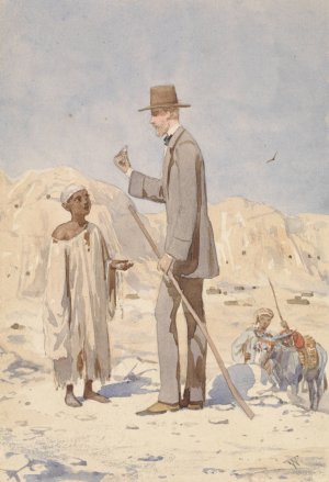 Louis Philippe Albert d'Orleans, bij een opgraving in Egypte by Willem De Famars Testas Oil Painting