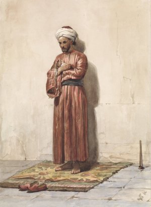 Staande Egyptenaar met gebedskrans Oil painting by Willem De Famars Testas
