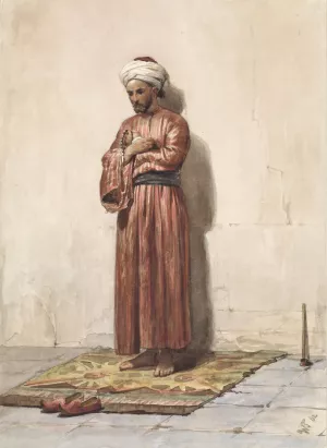 Staande Egyptenaar met gebedskrans Oil painting by Willem De Famars Testas