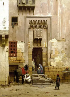 The Courtyard of a house in Cairo by Willem De Famars Testas Oil Painting