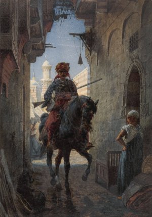Turkse ruiter in een stad by Willem De Famars Testas Oil Painting