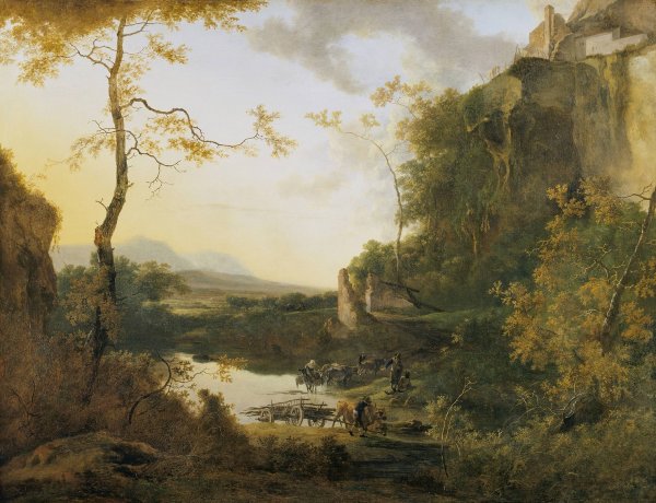 Italian Landscape with a Pool  by Willem De Heusch - Hand-Painted Oil Painting Reproduction