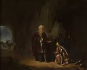 Saul and David in the cave of En-Gedi by Willem De Poorter Oil Painting