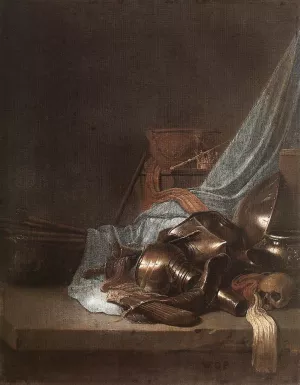 Still-Life with Weapons and Banners painting by Willem De Poorter