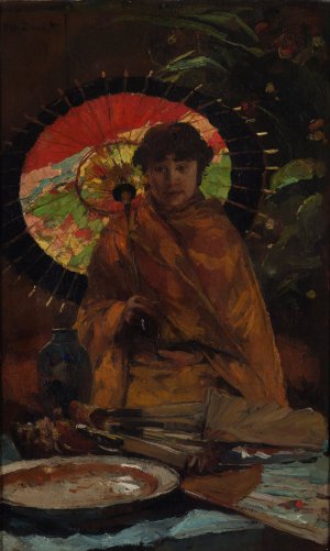 Girl with Japanese parasol by Willem De Zwart Oil Painting