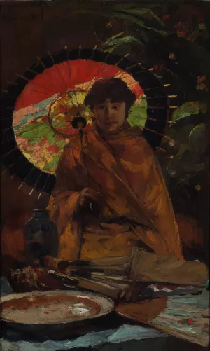 Girl with Japanese parasol by Willem De Zwart Oil Painting