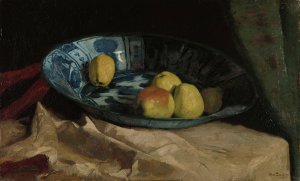 Still Life with Apples in a Delft Blue Bowl by Willem De Zwart Oil Painting
