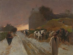 Street in Montmartre, Paris, in the Winter by Willem De Zwart Oil Painting