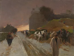 Street in Montmartre, Paris, in the Winter by Willem De Zwart Oil Painting