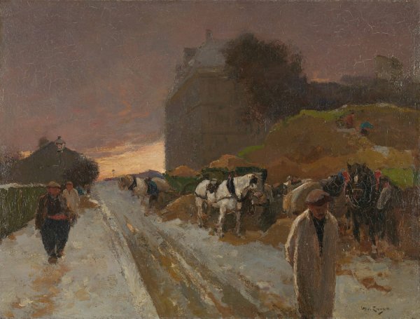 Street in Montmartre, Paris, in the Winter  by Willem De Zwart - Hand-Painted Oil Painting Reproduction